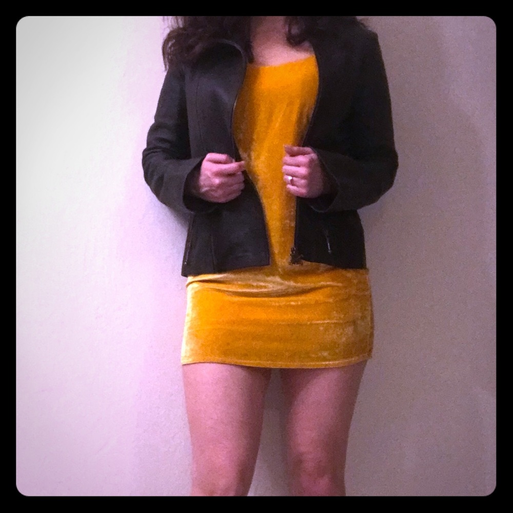 Yellow Velvet Minidress (Zara)